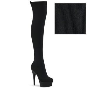 Platform Heel Pull On Thigh High Boots
